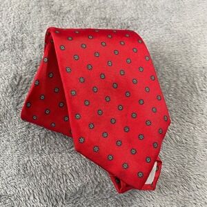 Christian Dior Tie Mens One Size Red Geometric Medallion Silk Classic Designer